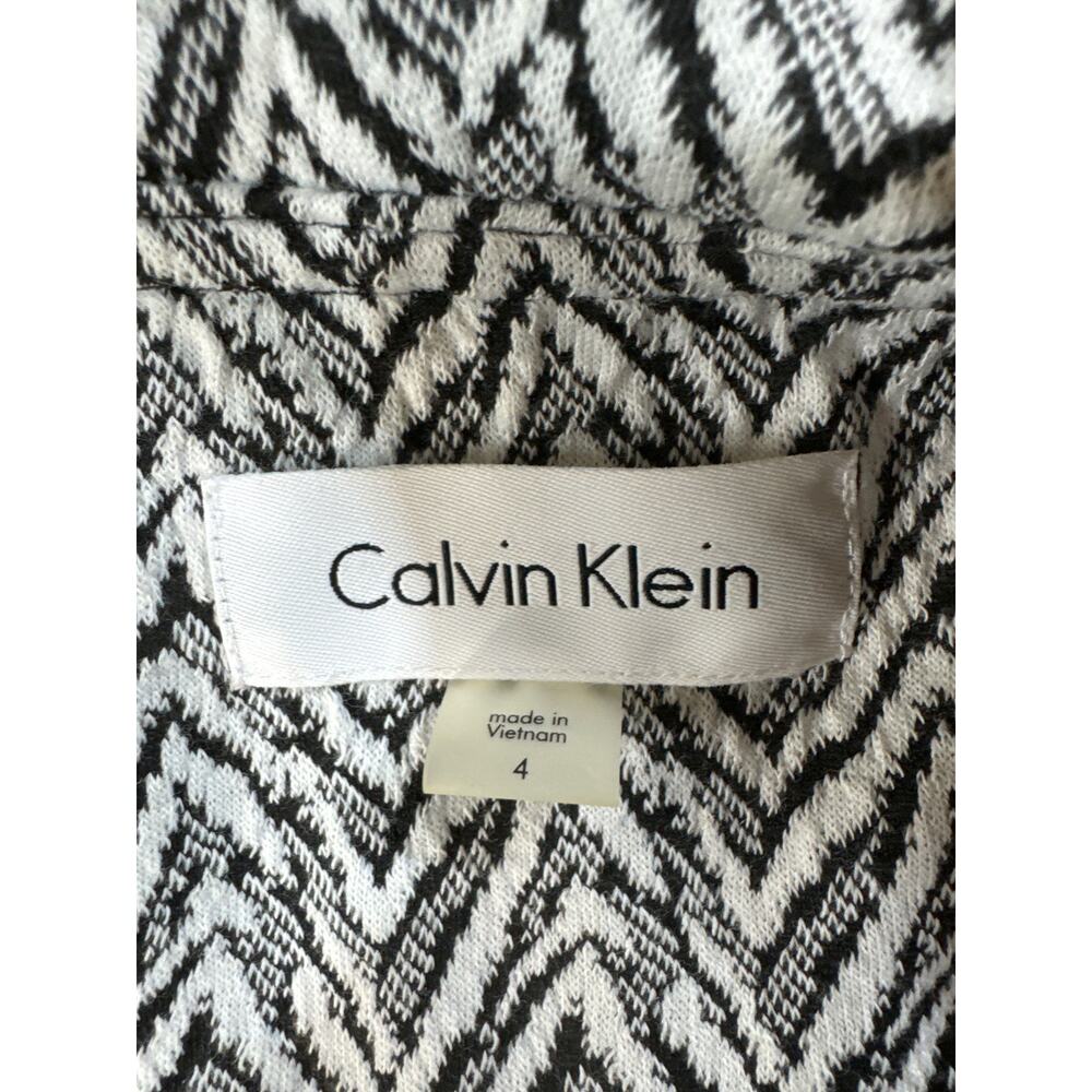 Calvin Klein Black White Waterfall Ruffled Open-Front Lined Cardigan Jacket 4 - Picture 3 of 5